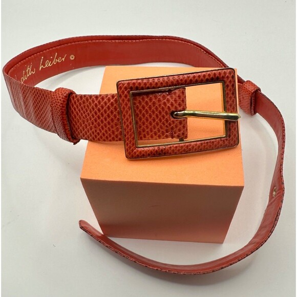 RARE Judith Leiber Red Adjustable Snake Skin Belt Fits Size 21-33\